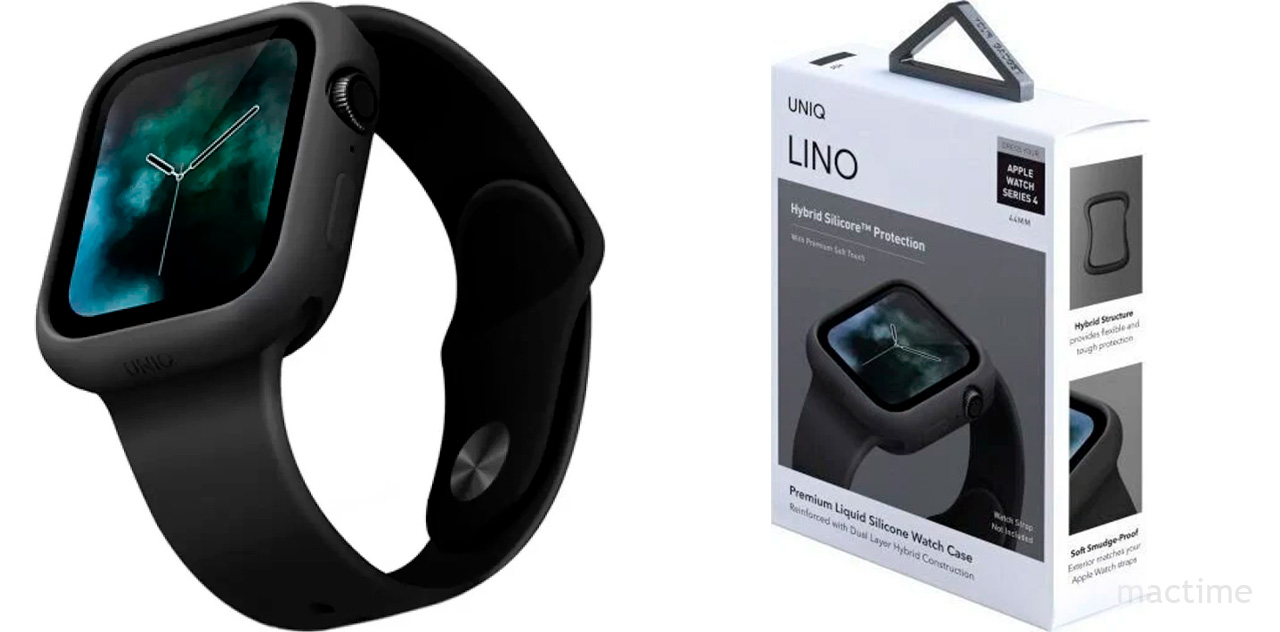 Чехол Uniq LINO для Apple Watch 44 mm чёрного цвета